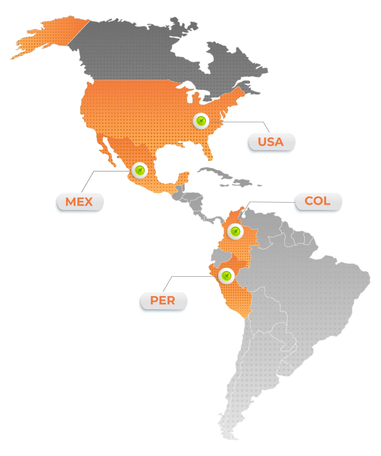 Mapa de cobertura LATAM y EE.UU.